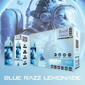 Alternative view of Blue Razz Lemonade – RandM TORNADO & White Rabbit – 9000 puffs